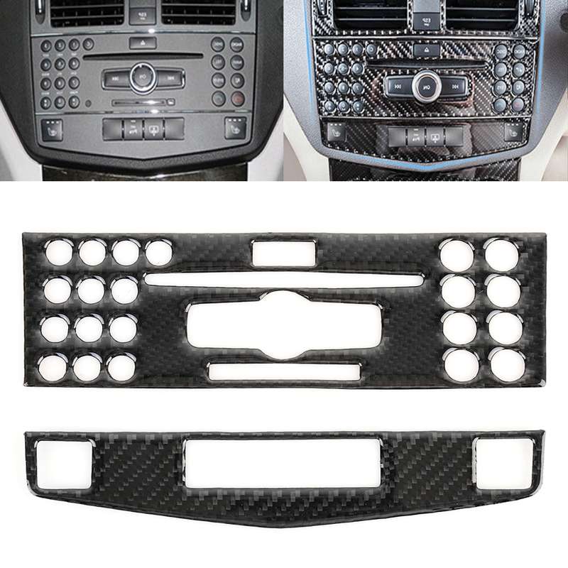 2 PCS Car CD Adjustment Frame Carbon Fiber Decorative Sticker for Mercedes-Benz W204 2007-2010, Righ