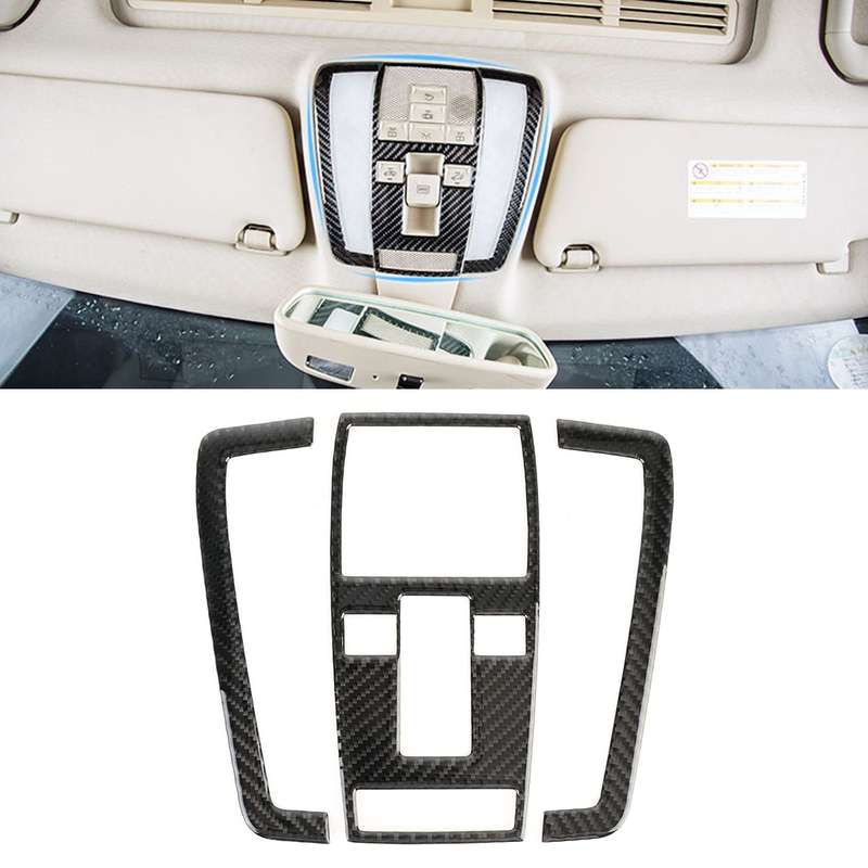 3 PCS Car Front Dome Light Panel Carbon Fiber Decorative Sticker for Mercedes-Benz W204 2007-2013