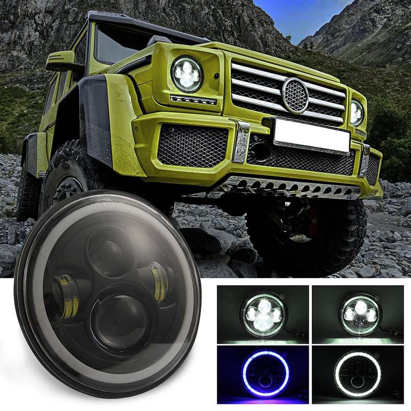 7 inch H4 / H13 DC 9V-30V 3000LM 6000K 30W IP67 4LED Lamp Beads Car Round Shape LED Headlight Lamps