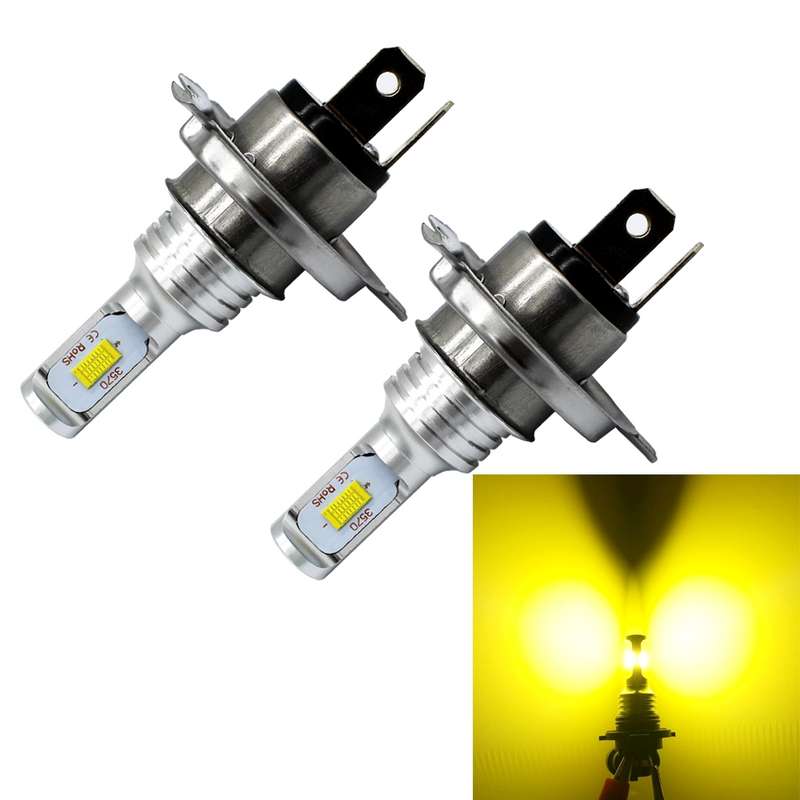 2 PCS H4 72W 1000LM 6000-6500K Super Bright White Light Car Fog LED Bulbs, DC 12-24V (Yellow Light)