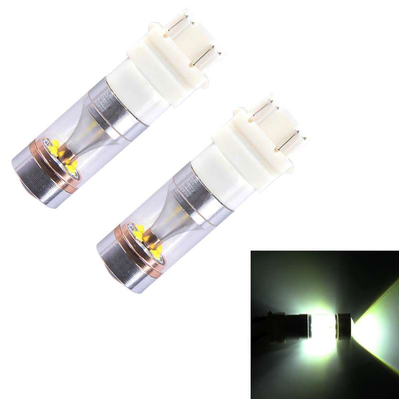 2 PCS T25/3157 Dual Wires 2300 LM 6000K 30W White Light 6 LED Canbus Car Brake Light Bulb, DC 12V