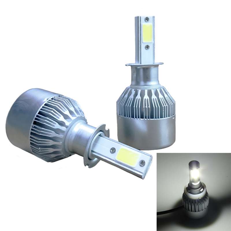 2pcs H3 18W 1800LM 6000K Waterproof IP68 Car Auto LED Headlight with 2 COB LED Lamps, DC 9-36V(White