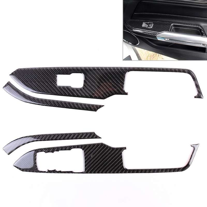 4 PCS Car Door Lift Window Regulator Button Decorative Sticker for Ford Mustang 2015-2020