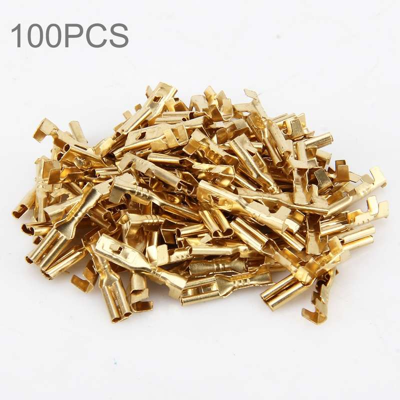 100 PCS 2.8mm Speaker Cable Spade Plug Connector Gold Plated Copper Speaker Cable Terminal