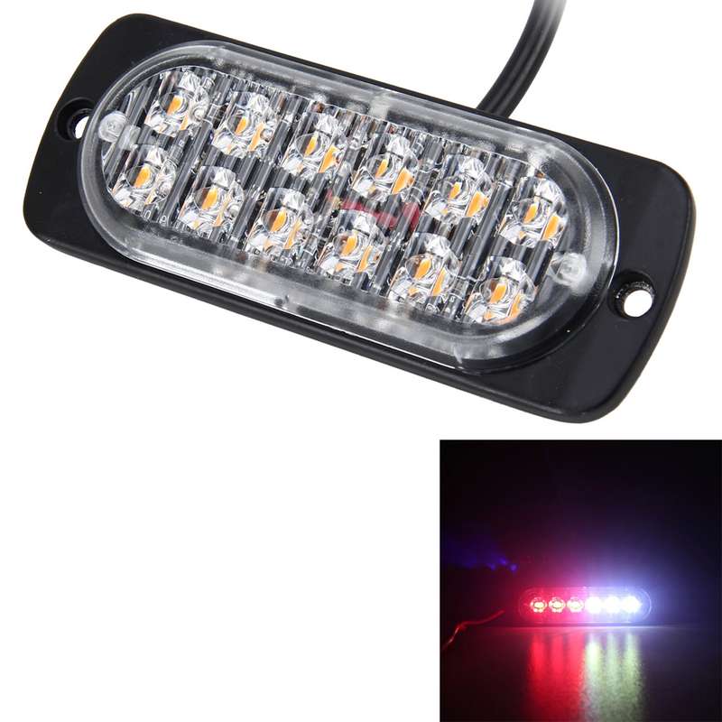 DC 12V-24V 2W 12LEDs SMD-2835 Lamps 17 Flash Patterns 3 Lines Car Flash Lamp Waterproof Car Truck Em