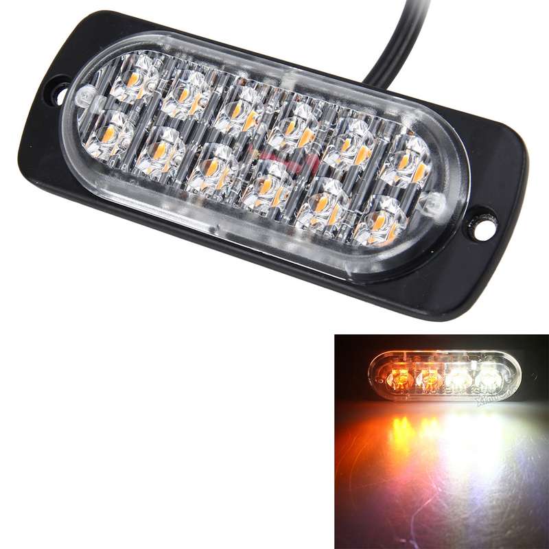 DC 12V-24V 2W 12LEDs SMD-2835 Lamps 17 Flash Patterns 3 Lines Car Flash Lamp Waterproof Car Truck Em