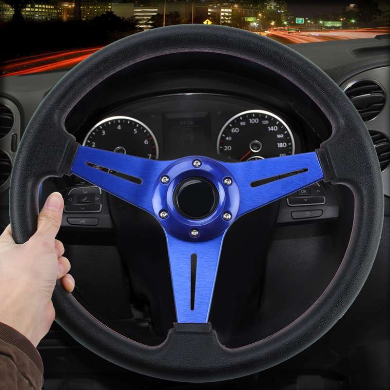 35cm PU Racing Sport Hand Wheel Car Modified Steering Wheel(Black)