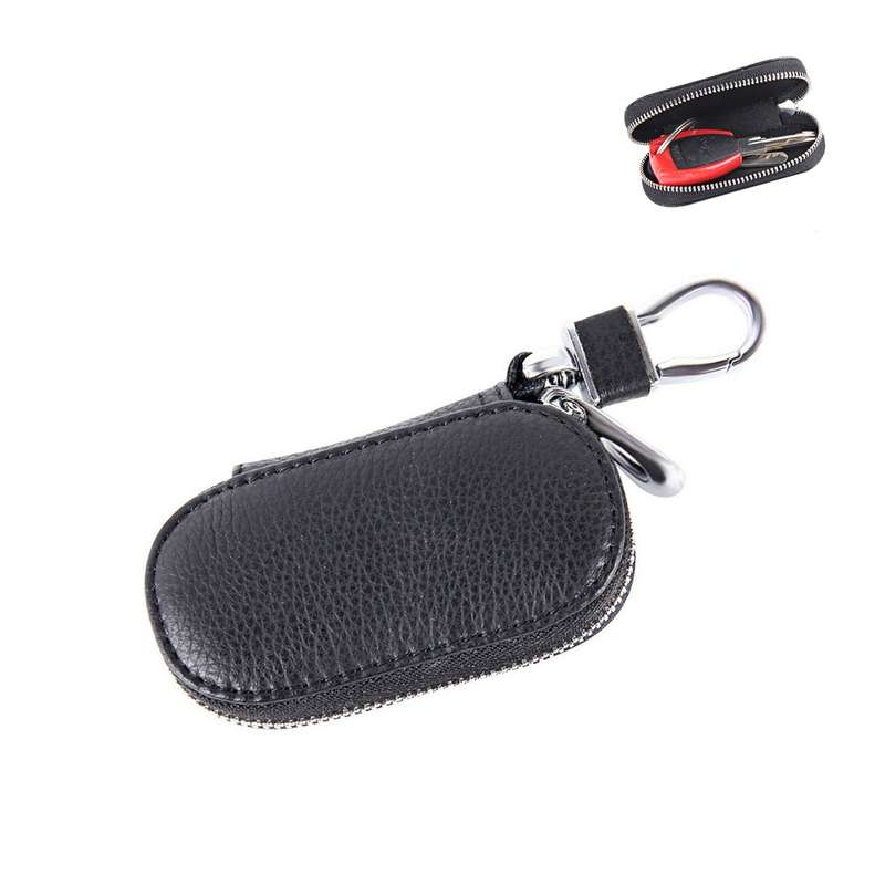 Universal Pure Cow Leather Waist Hanging Zipper Wallets Key Holder Bag (No Include Key)