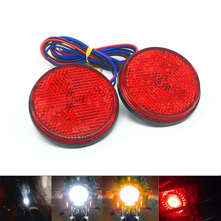 2 PCS Motorcycle Trailer Truck DC 12-15V Wired 24-LED Indicator Lamp Reflector Round Marker Tail Lig
