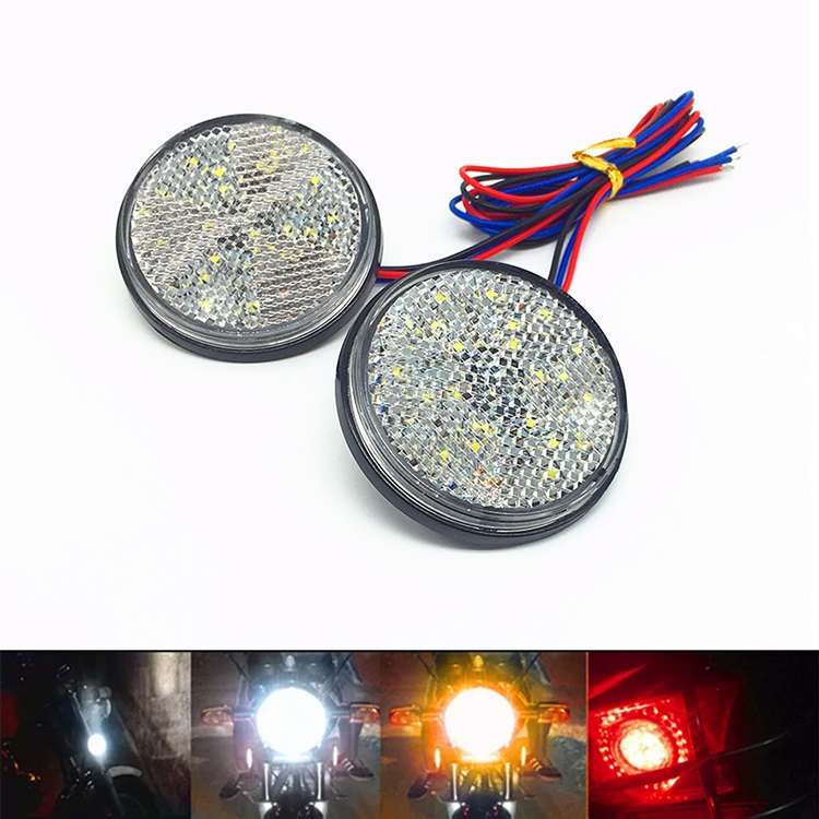 2 PCS Motorcycle Trailer Truck DC 12-15V Wired 24-LED Indicator Lamp Reflector Round Marker Tail Lig