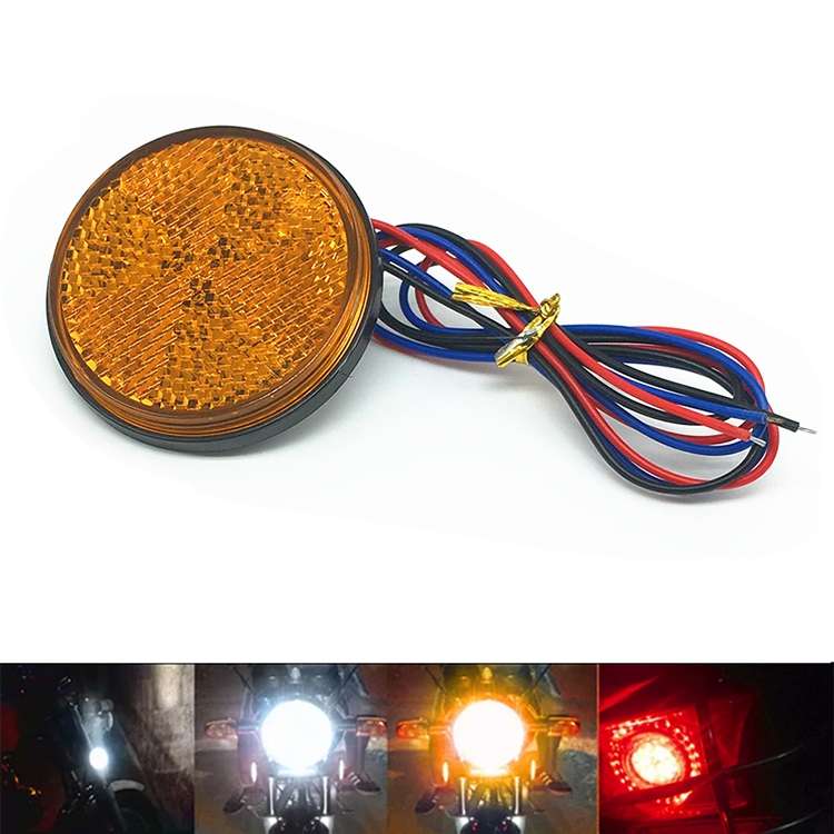 2 PCS Motorcycle Trailer Truck DC 12-15V Wired 24-LED Indicator Lamp Reflector Round Marker Tail Lig