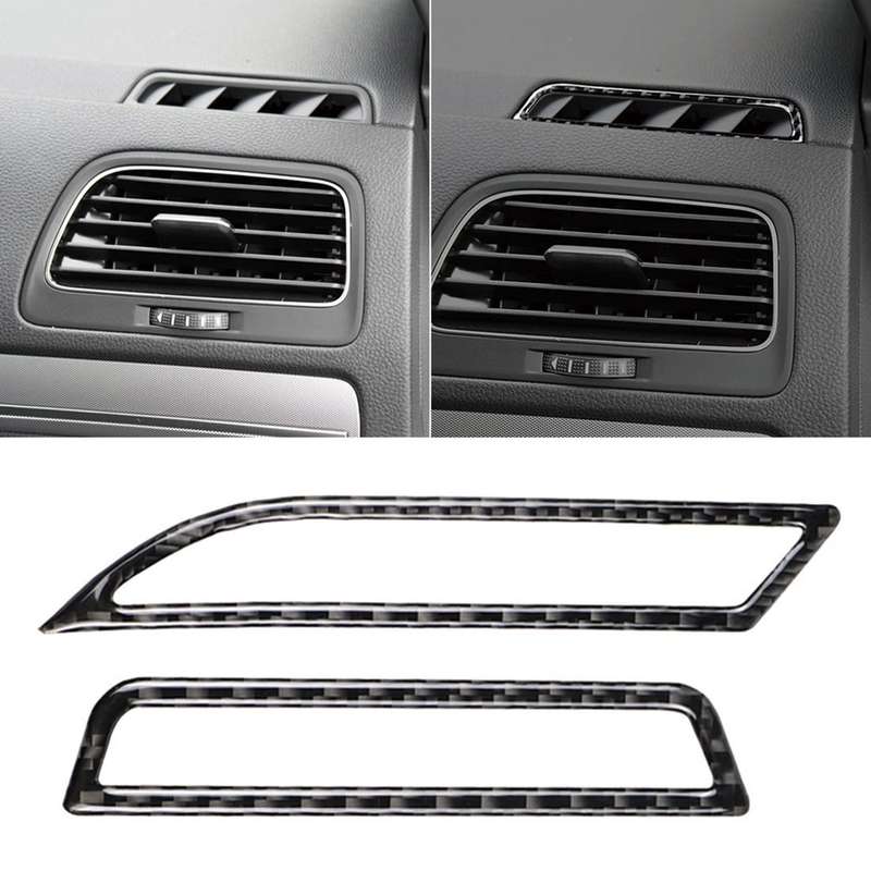 Car Carbon Fiber Air Outlet Decorative Sticker for Volkswagen Golf 7 2013-2017, Left Drive