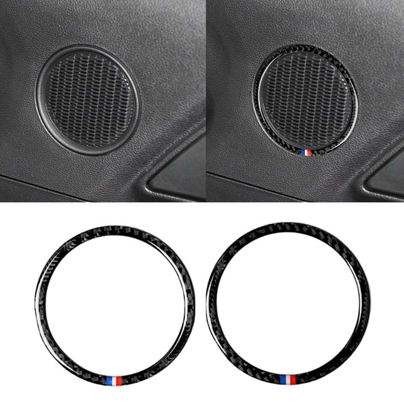 2 PCS Car USA Color Carbon Fiber Horn Ring Decorative Sticker for Ford Mustang 2015-2017