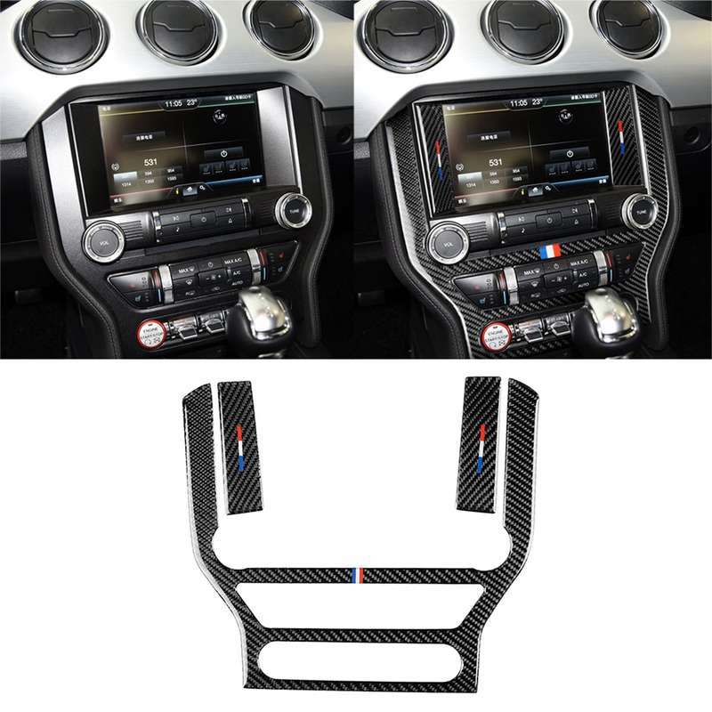 Car USA Color Carbon Fiber Central Control Panel Decorative Sticker for Ford Mustang 2015-2017
