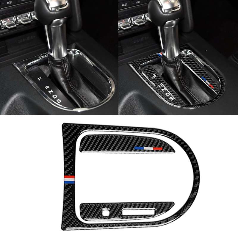 3 PCS Car USA Color Carbon Fiber Gearshift Panel Frame Decorative Sticker for Ford Mustang 2015-2017