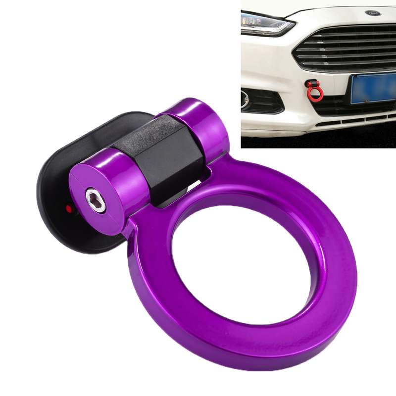 Car Truck Bumper Round Tow Hook Ring Adhesive Decal Sticker Exterior Decoration(Black)