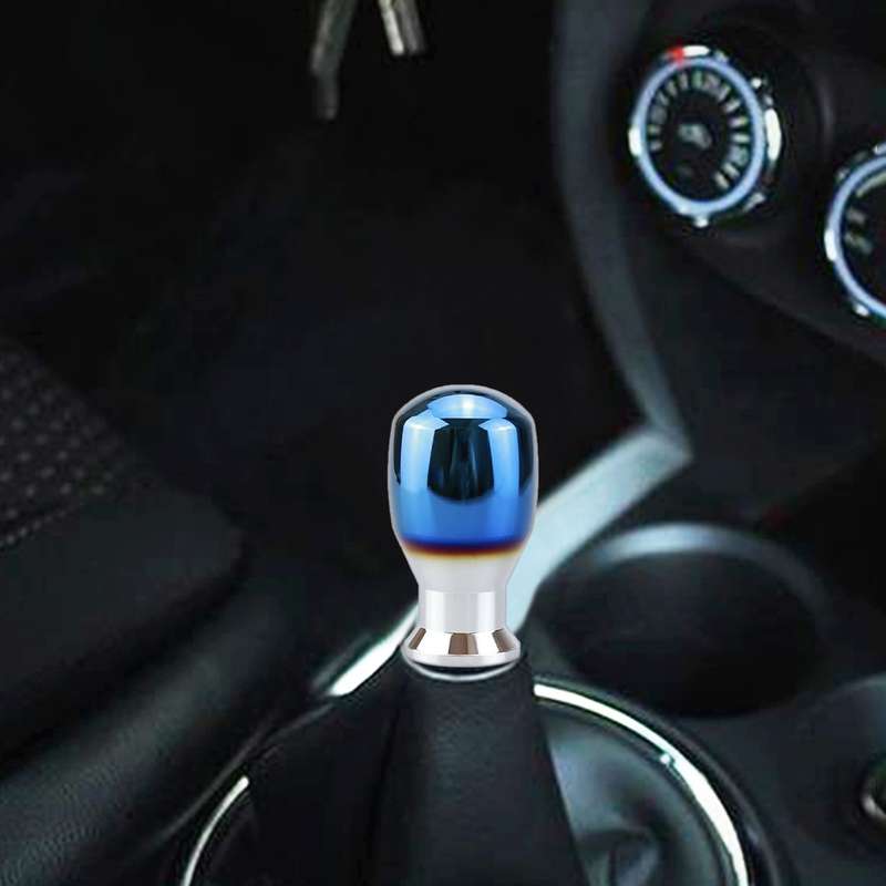 Universal Vehicle Car Blue Aluminum Alloy Gear Shifter Lever Manual Automatic Shift Knob Adapter, Si