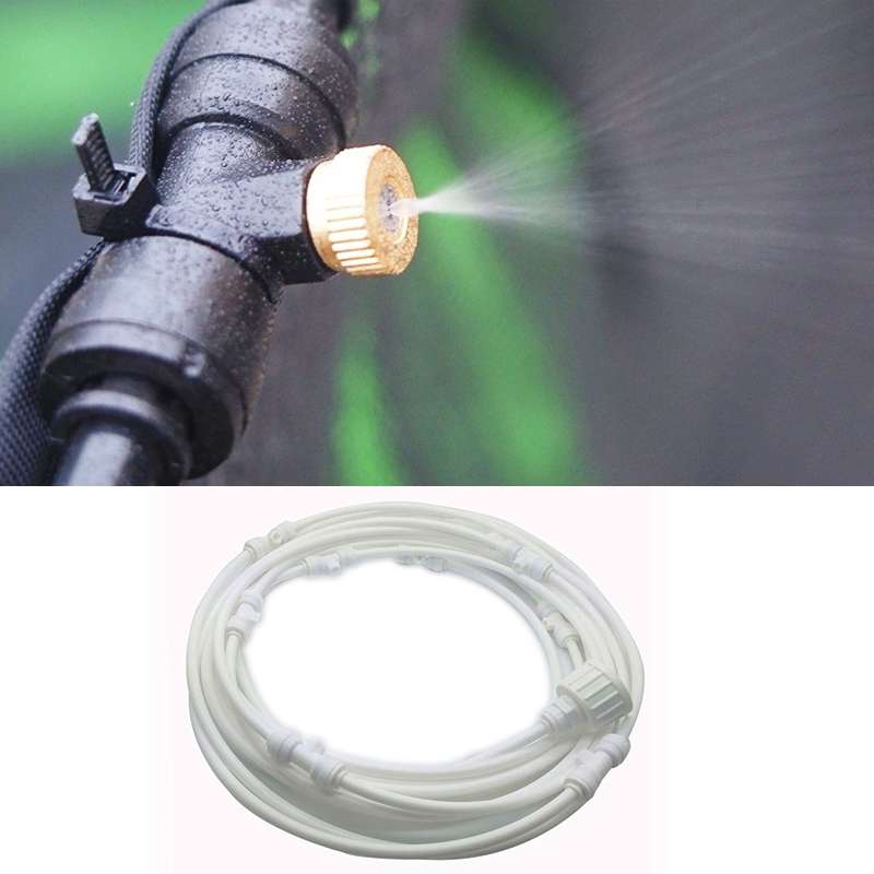 Outdoor Lawn Garden PE Hose Mist Watering Line Misting Cooling System with 16 x Mist Nozzles, Length