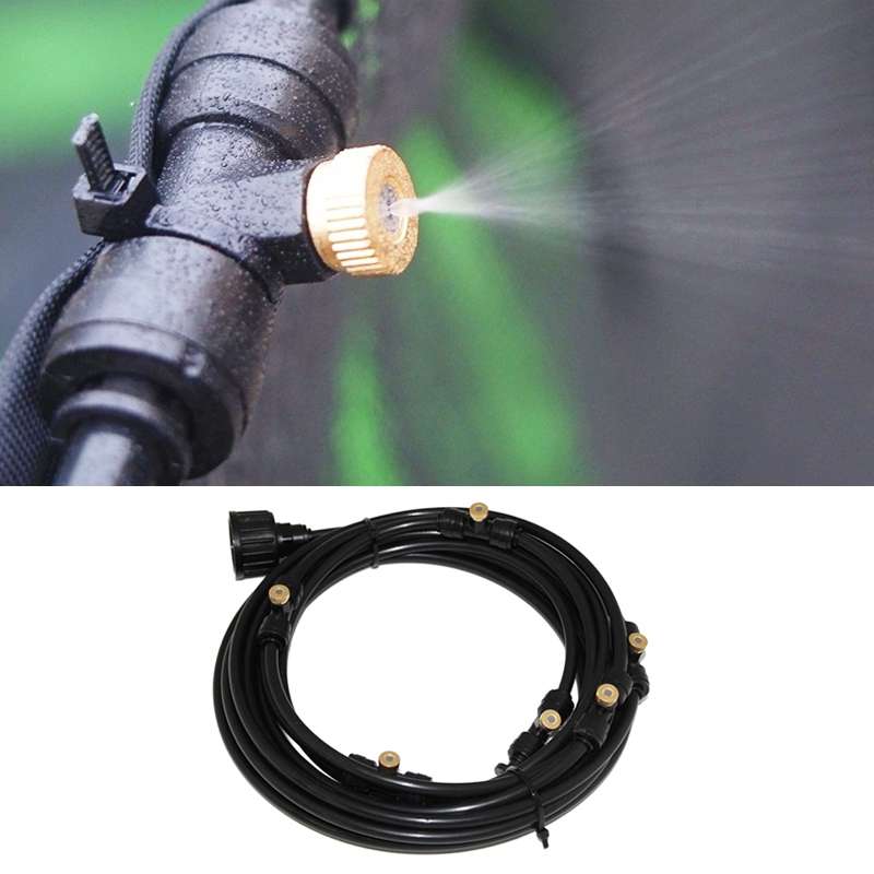 Outdoor Lawn Garden PE Hose Mist Watering Line Misting Cooling System with 21 x Mist Nozzles, Length