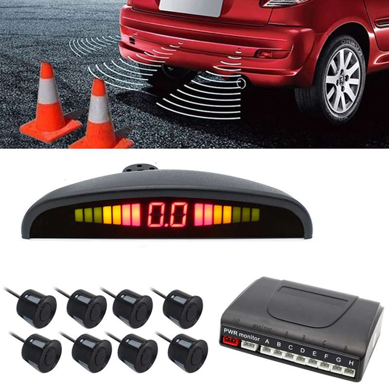 PZ-300-8 Car Parking Reversing Buzzer LED Monitor Parking Alarm Assistance System with 4*7m Front Se