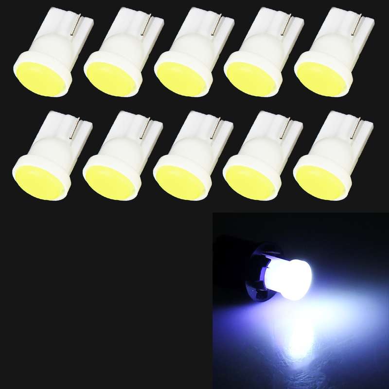 10 PCS T10/W5W/194/501/168 0.4W 20LM 6500K COB Bulbs Car Reading Lamp Clearance Light, DC 12V(White