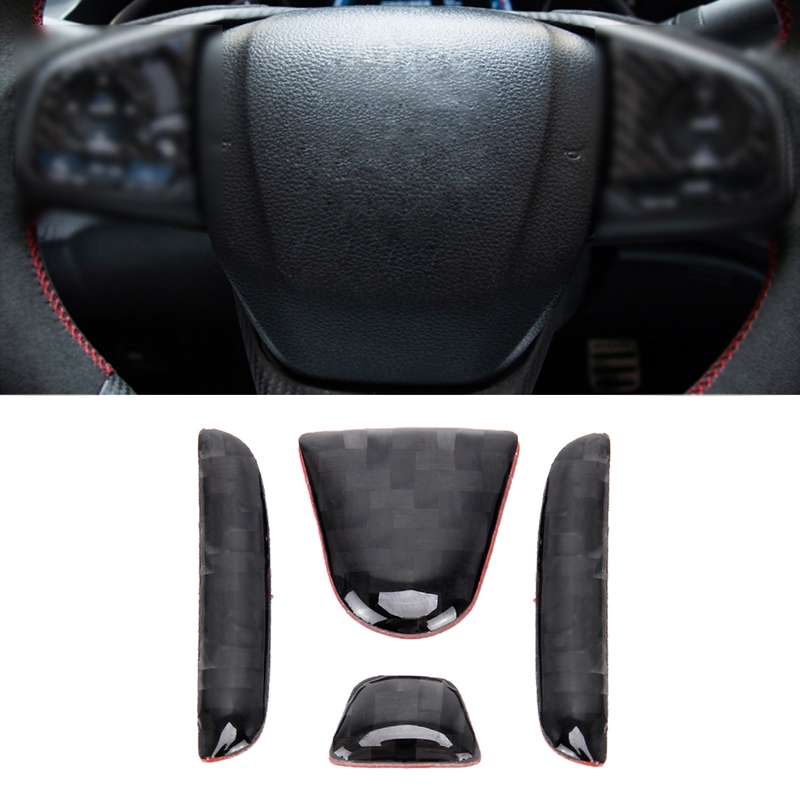 4 in 1 Steering Wheel H Logo Trim Decal Sticker for Honda Civic 10th Gen 2016-2019