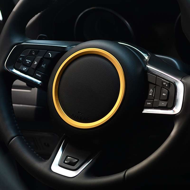 Car Auto Steering Wheel Aluminum Alloy Ring Cover Trim Sticker Decoration for Jaguar(Silver)