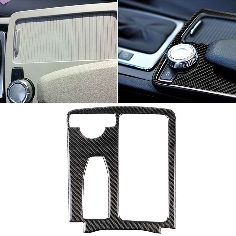Car Carbon Fiber Left Drive Gear Position Panel Decorative Sticker for Mercedes-Benz W204 2007-2013