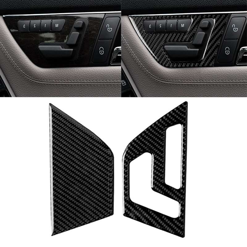 2 PCS Car Carbon Fiber Right Drive Seat Adjustment Panel Decorative Sticker for Mercedes-Benz W204 2