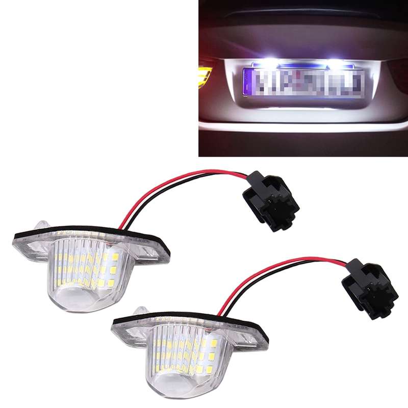 2 PCS DC 12V 2W 120LM 6000K LED License Plate Light 18-SMD 3528 Bulbs Lamps for Honda JAZZ(FIT) 02-1