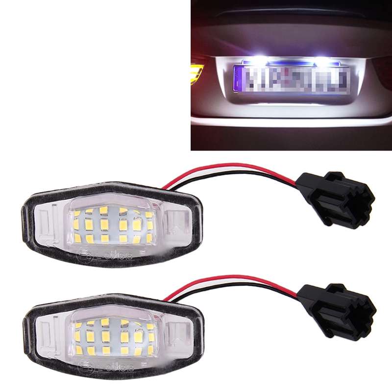 2 PCS DC 12V 2W 120LM 6000K LED License Plate Light 18-SMD Bulbs Lamps for Honda Civic VII4/5D 01-05