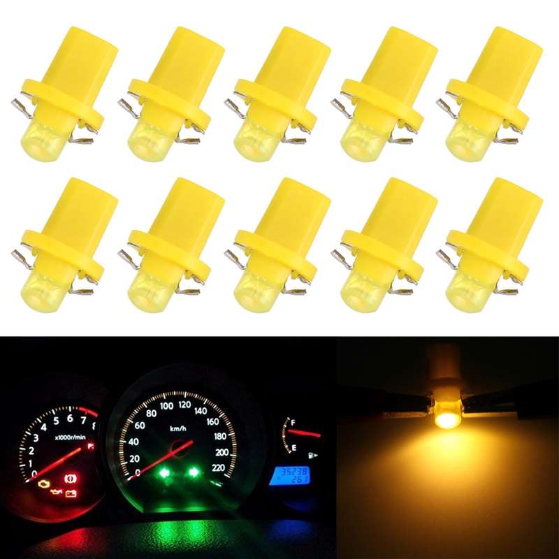 10 PCS 0.4W B8.5 Wedge Instrument Panel COB LED Light Dashboard Gauge Cluster Indicator Lamp Bulb (G