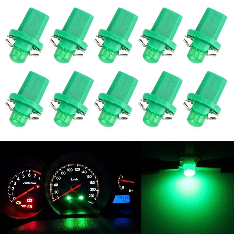 10 PCS 0.4W B8.5 Wedge Instrument Panel COB LED Light Dashboard Gauge Cluster Indicator Lamp Bulb (G