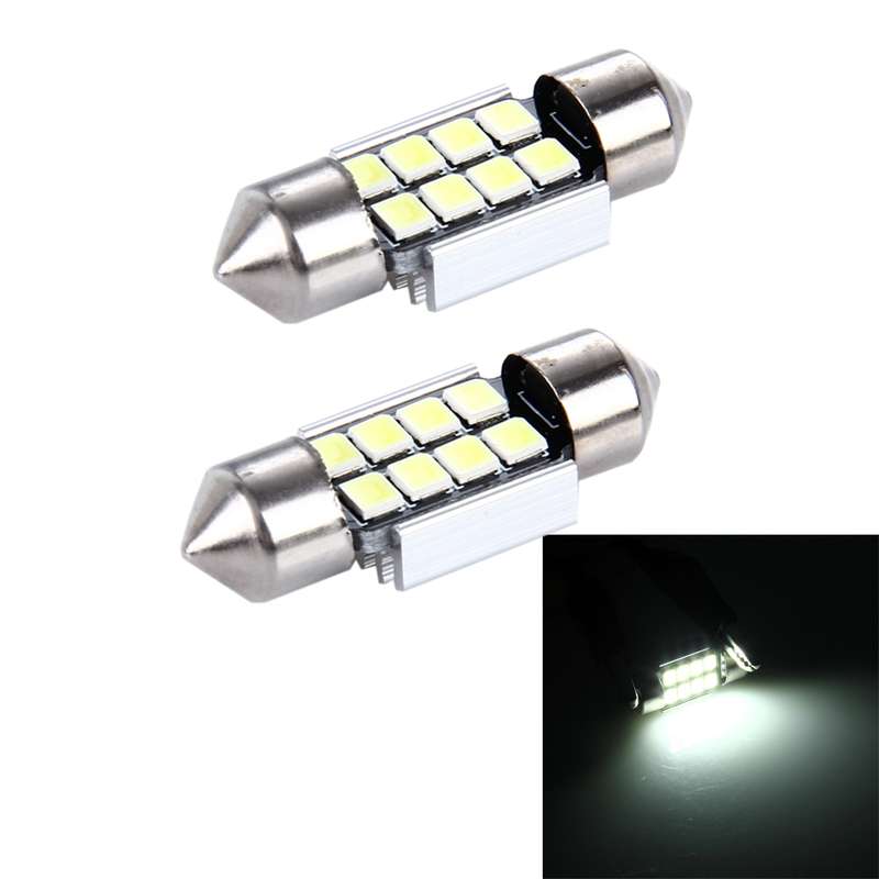2 PCS 3W 200 LM 6000K 31MM 8 SMD-2835 LEDs Bicuspid Port Decoding Car Dome Lamp LED Reading Light, D