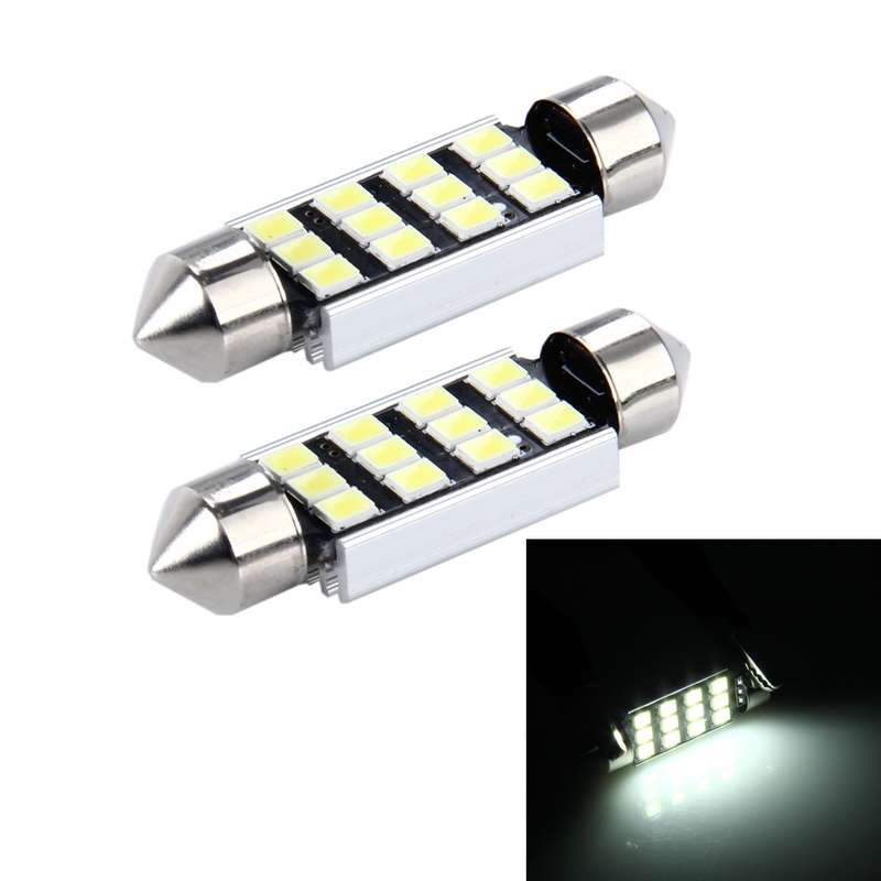 2 PCS 3.5W 250 LM 6000K 39MM 12 SMD-2835 LEDs Bicuspid Port Decoding Car Dome Lamp LED Reading Light