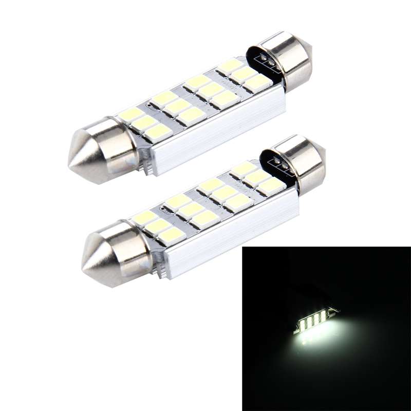 2 PCS 3.5W 250 LM 6000K 41MM 12 SMD-2835 LEDs Bicuspid Port Decoding Car Dome Lamp LED Reading Light