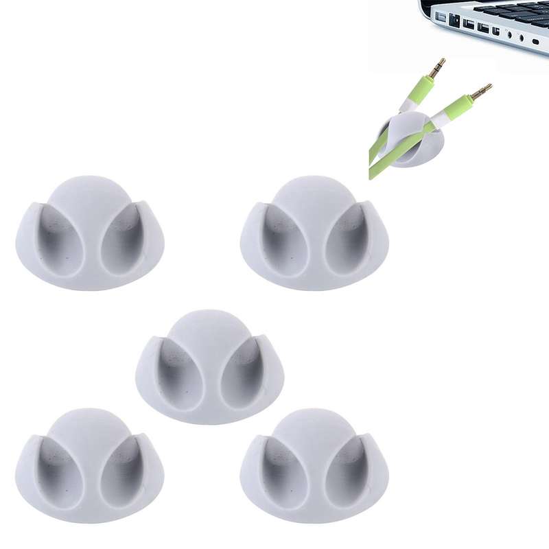 5 PCS Double Hole Cable Clips, Cable Management System and Cord Organizer Solution(Black)