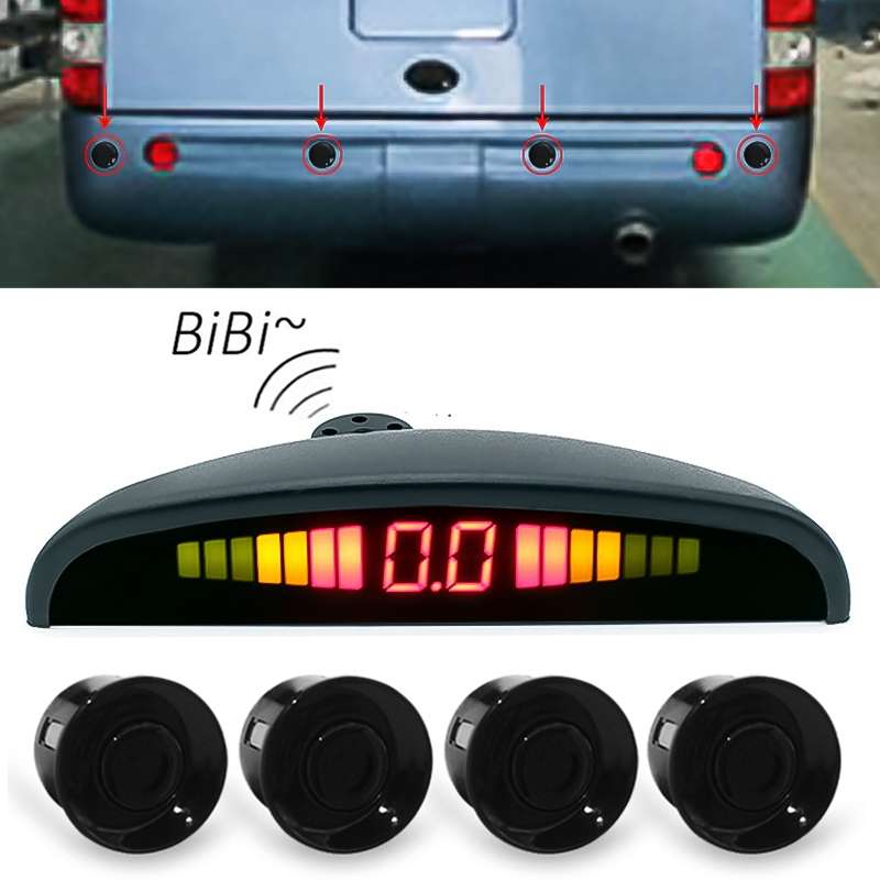 PZ316 Digital LED Crescent Shape Display Rear View Mirror Car Recorder for Truck with 4 Rear Radar