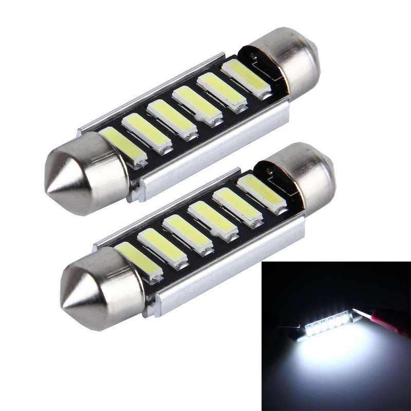 2 PCS 2W 100 LM 6000K 41MM 6 SMD-7020 LEDs Bicuspid Port Decoding Car Dome Lamp LED Reading Light, D