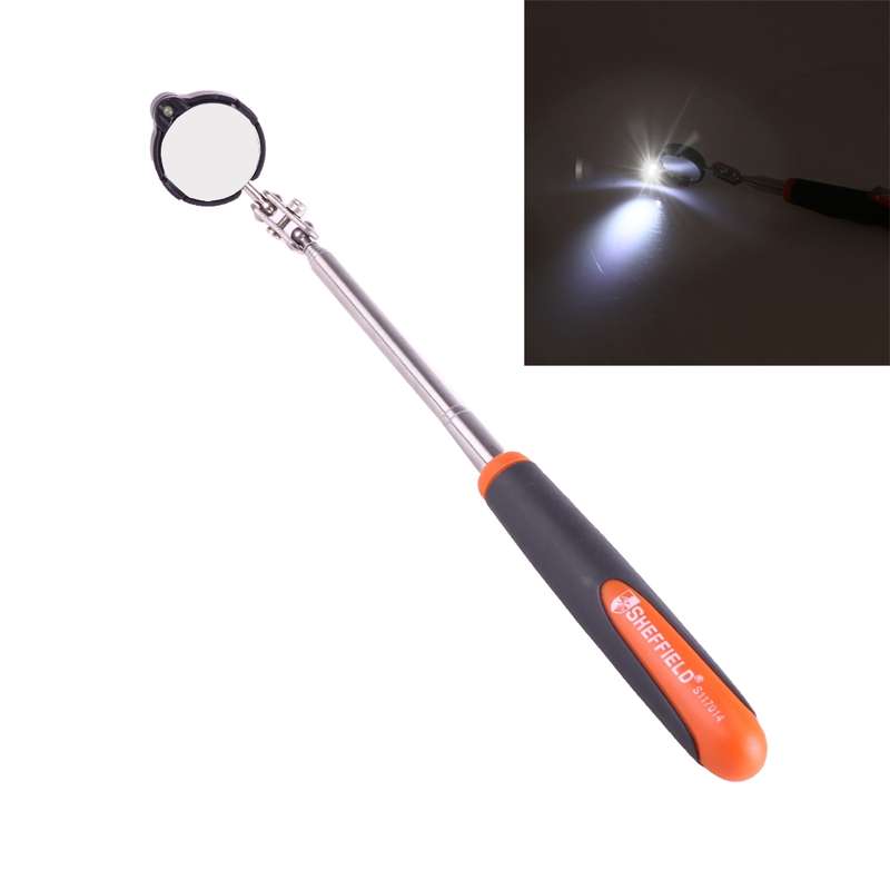 Retractable Vehicle Car Chassis Telescoping Inspection Mirror with 1 PCS 3mm LED Light, Mirror Diame