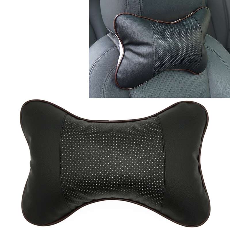 Four Seasons Breathable Leather Surface Car Neck Pillow Head Pillow(Grey)