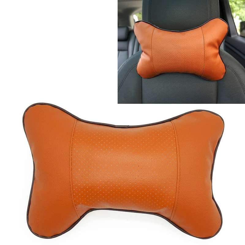 Four Seasons Breathable Leather Surface Car Neck Pillow Head Pillow(Grey)