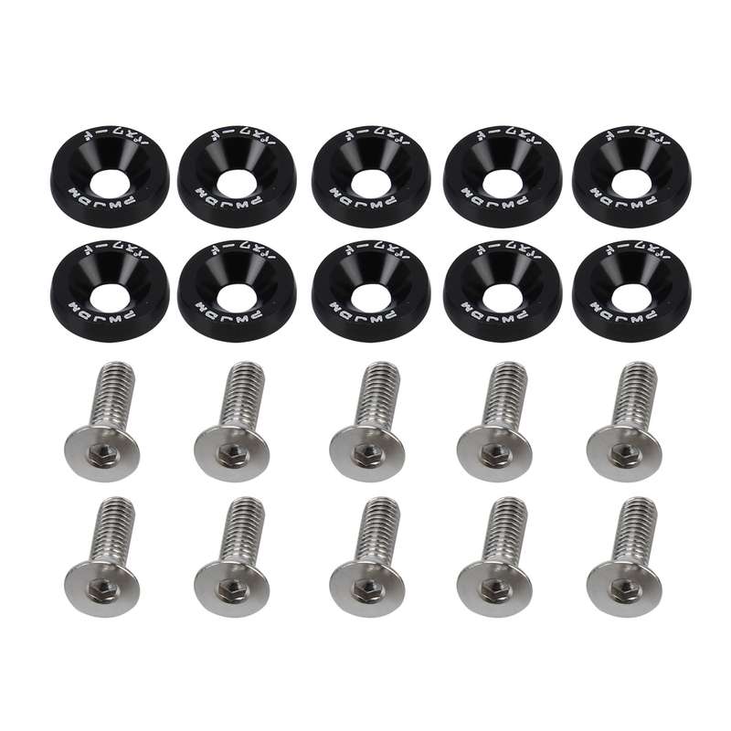 10 PCS Car Modified Screw Gaskets Bodywork Stainless Steel Gasket Bolts, Diameter: 19mm(Black)