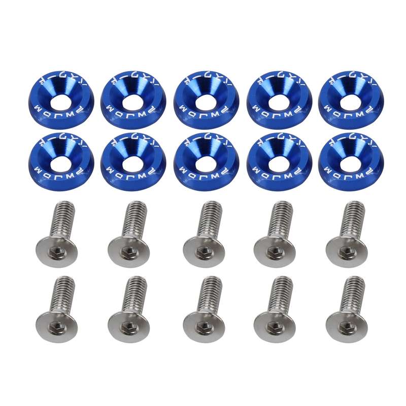 10 PCS Car Modified Screw Gaskets Bodywork Stainless Steel Gasket Bolts, Diameter: 19mm(Black)