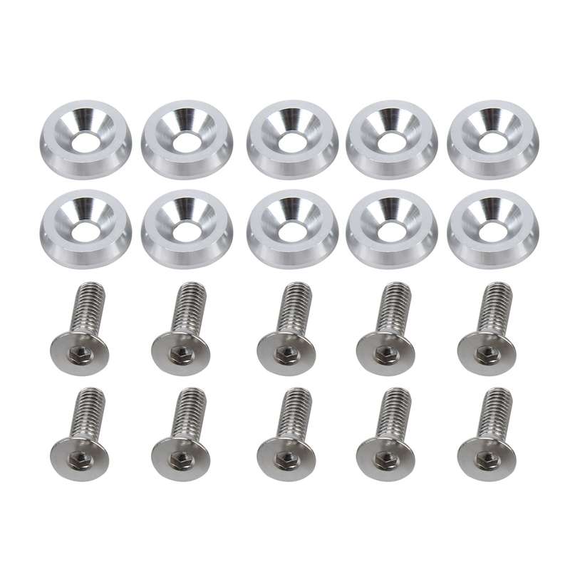 10 PCS Car Modified Screw Gaskets Bodywork Stainless Steel Gasket Bolts, Diameter: 19mm(Black)
