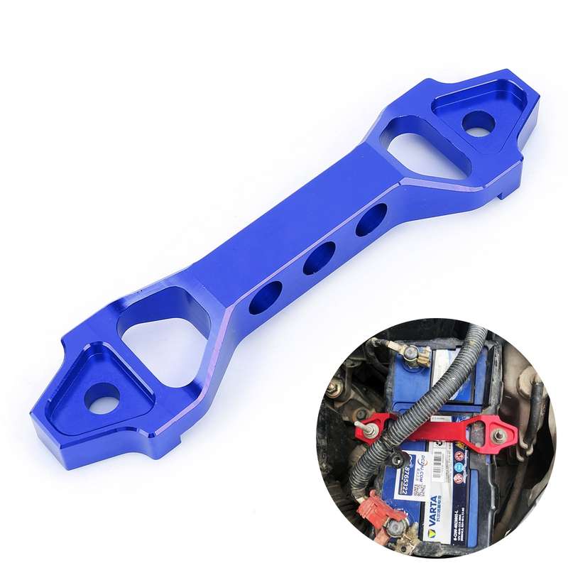 Universal Car Short Arch Stainless Steel Battery Tie Down Clamp Bracket, Size: 18.2 x 4.5 x 2cm (Blu