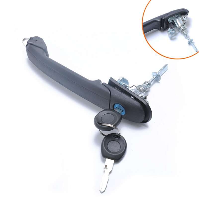 Car Front Door handle 6N0837207C, 66N0837207D + 2 Keys for Volkswagen Polo 1994-2001 / Sharan 1995-2