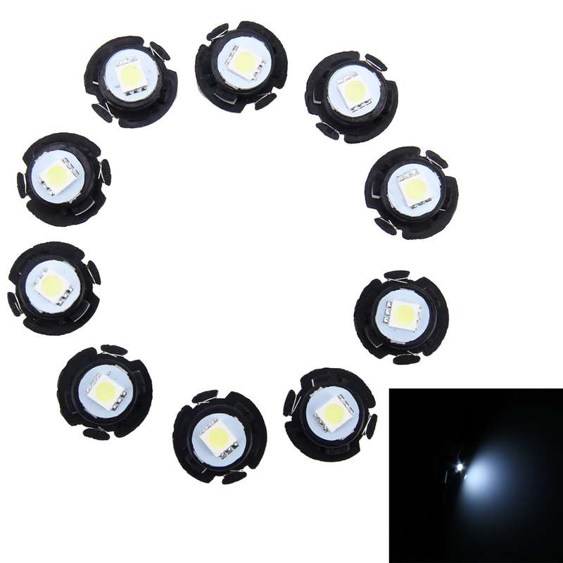 10 PCS 0.3W T6.5 Wedge Instrument Panel LED Light Dashboard Gauge Cluster Indicator Lamp Bulb(White