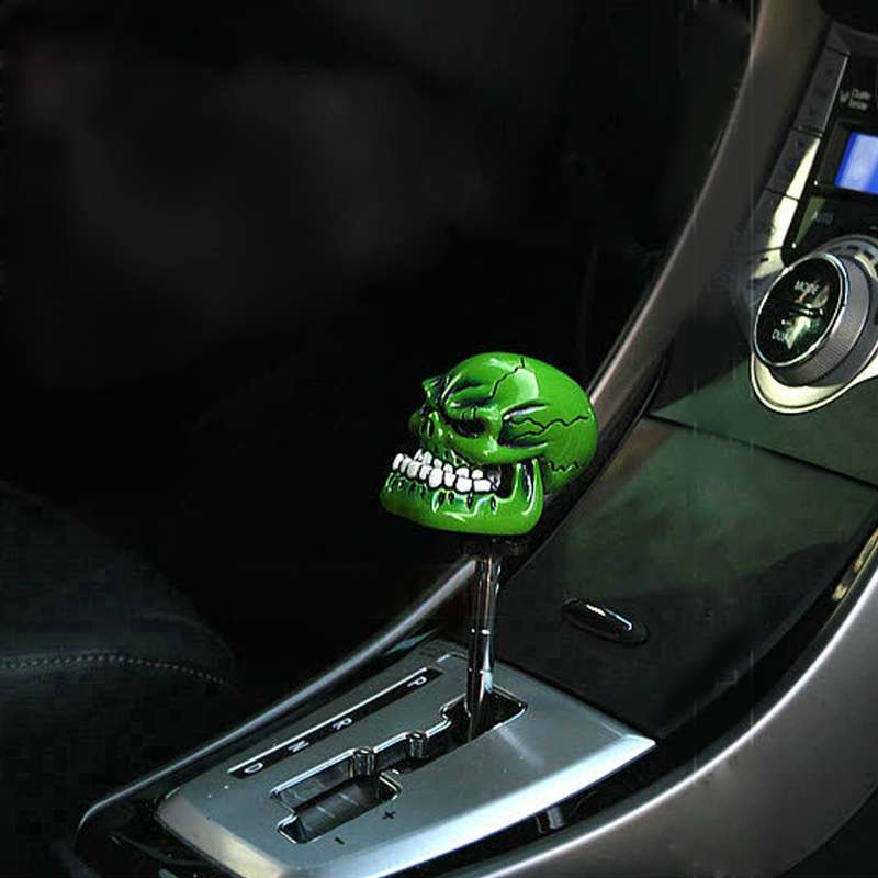 Universal Skull Head Shape ABS Manual or Automatic Gear Shift Knob with Three Rubber Covers Fit for