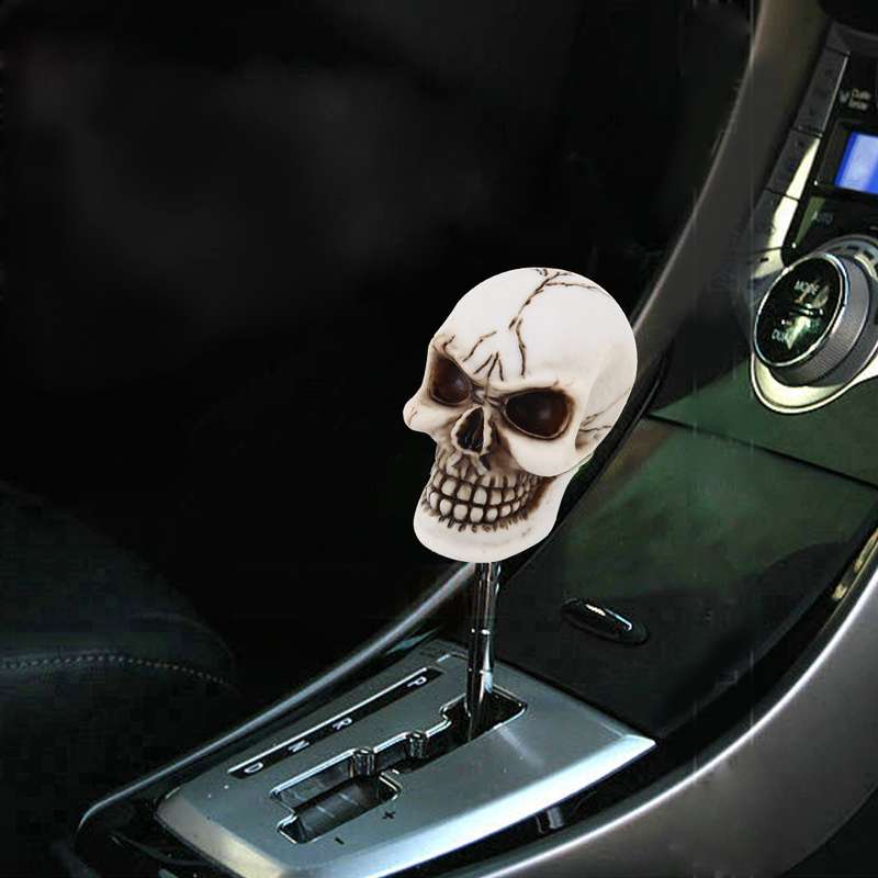 Universal Skull Head Shape ABS Manual or Automatic Gear Shift Knob with Three Rubber Covers Fit for